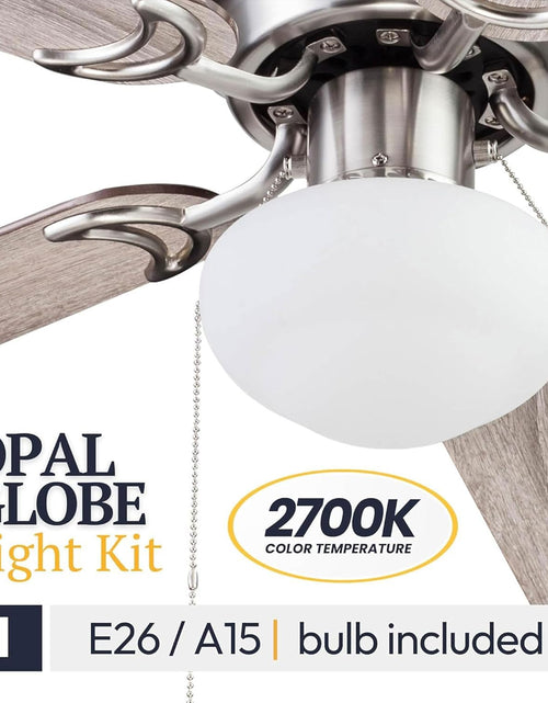 Load image into Gallery viewer, Alvina, 44 Inch Traditional Flush Mount Indoor LED Ceiling Fan with Light, Pull Chain, Dual Finish Blades, Reversible Motor - 51585-01 (Satin Nickel)
