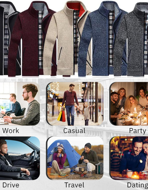 Load image into Gallery viewer, Men'S Casual Slim Full Zip Thick Knitted Cardigan Sweaters with Pockets
