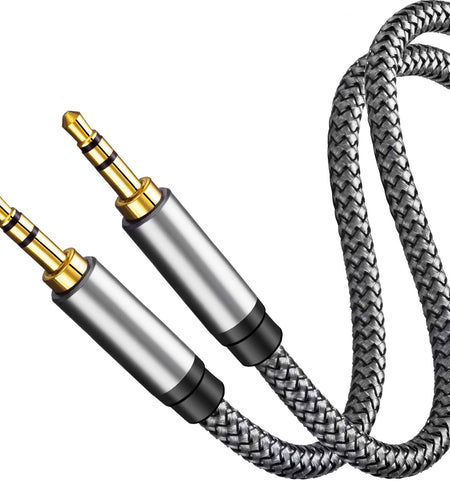 Aux Cable 15Ft, 3.5Mm Male to Male Auxiliary Audio Stereo Cord Compatible with Car,Headphones, Ipods, Iphones, Ipads,Tablets,Laptops,Android Smart Phones& More (15Ft/5M, Silver)