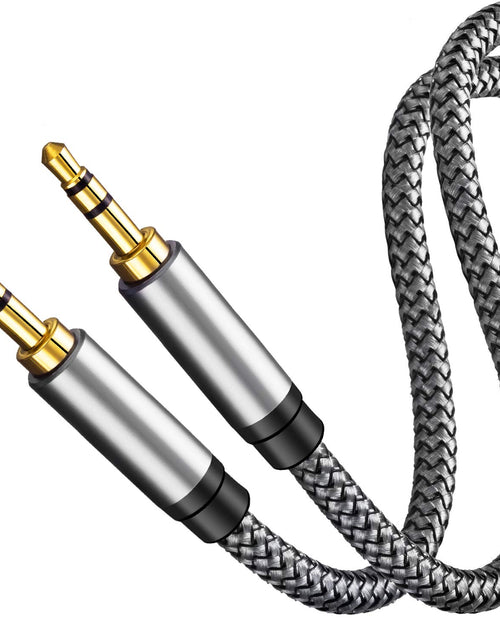Load image into Gallery viewer, Aux Cable 15Ft, 3.5Mm Male to Male Auxiliary Audio Stereo Cord Compatible with Car,Headphones, Ipods, Iphones, Ipads,Tablets,Laptops,Android Smart Phones&amp; More (15Ft/5M, Silver)
