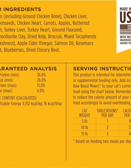 Load image into Gallery viewer, Raw Boost Mixers Freeze Dried Raw Cat Food Topper, Grain Free Cat Food Topper 6 Ounce (Pack of 1)
