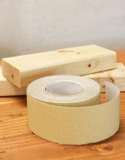 Load image into Gallery viewer, Adhesive Sticky Back 320-Grit Sandpaper Roll 2-3/4In X 20 Yards Aluminum Oxide Golden Yellow Longboard Dura PSA
