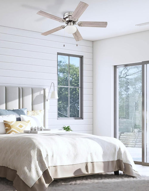 Load image into Gallery viewer, Alvina, 44 Inch Traditional Flush Mount Indoor LED Ceiling Fan with Light, Pull Chain, Dual Finish Blades, Reversible Motor - 51585-01 (Satin Nickel)
