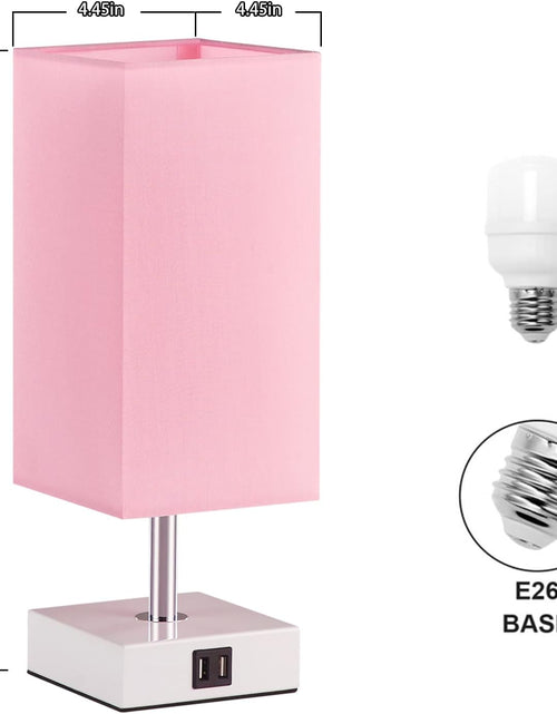 Load image into Gallery viewer, Touch Control Table Lamp with USB A+C Charging Ports, 3 Way Touch Lamps beside Desk, Nightstand Lamp for Bedrooms Living Room, Pink Shade with White Base, LED Bulb Included(Pink)
