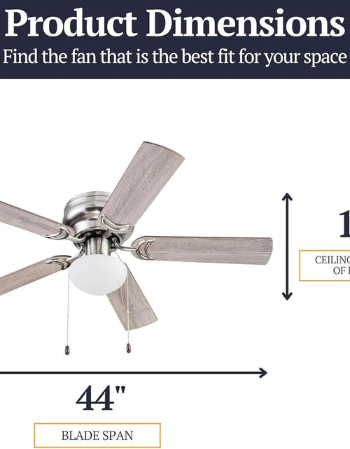 Load image into Gallery viewer, Alvina, 44 Inch Traditional Flush Mount Indoor LED Ceiling Fan with Light, Pull Chain, Dual Finish Blades, Reversible Motor - 51585-01 (Satin Nickel)
