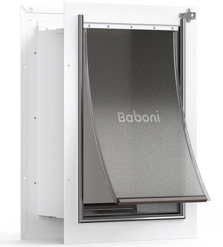 Pet Door for Wall, Steel Frame and Telescoping Tunnel, Aluminum Lock, Double Flap Dog Door and Cat Door, Strong and Durable (Pets up to 100 Lb) -Large
