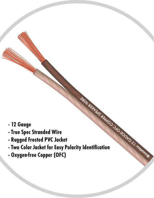 Load image into Gallery viewer, 12 Gauge Speaker Wire with 12 Banana Plugs (100Ft) - 12 AWG Speaker Wire Speaker Cable 99.9% | Oxygen-Free Copper - True Spec and Touch Cable | Speaker Wire 12 Gauge | Outdoor Speaker Wire
