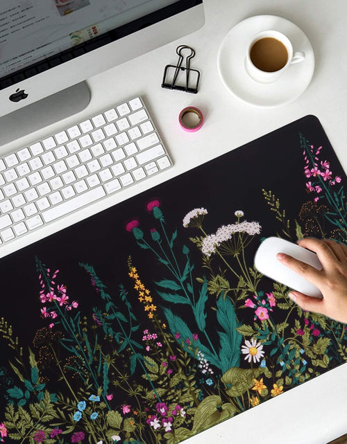 Load image into Gallery viewer, Extended Gaming Mouse Pad (35.4X15.7 In), Large Stable Rubber Base Mousepad with Stitched Edges, Keyboard Mouse Mat Desk Pad for Work, Game, Office, Home - Weeds
