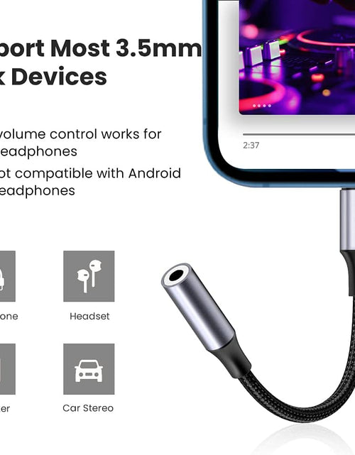 Load image into Gallery viewer, Headphone Adapter Lightning to 3.5Mm Adapter Apple Mfi Certified Aux Audio Jack Dongle Compatible with Iphone 14 Pro Max/14 Plus/13 12 Pro Max/Se/11 Pro Max/Xs, Grey
