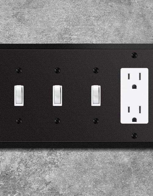 Load image into Gallery viewer, Modern Edge Decorative Wall Plate Switch Plate Outlet Cover, Durable Solid Zinc Alloy (Triple Toggle/Single Decorator, Matte Black)
