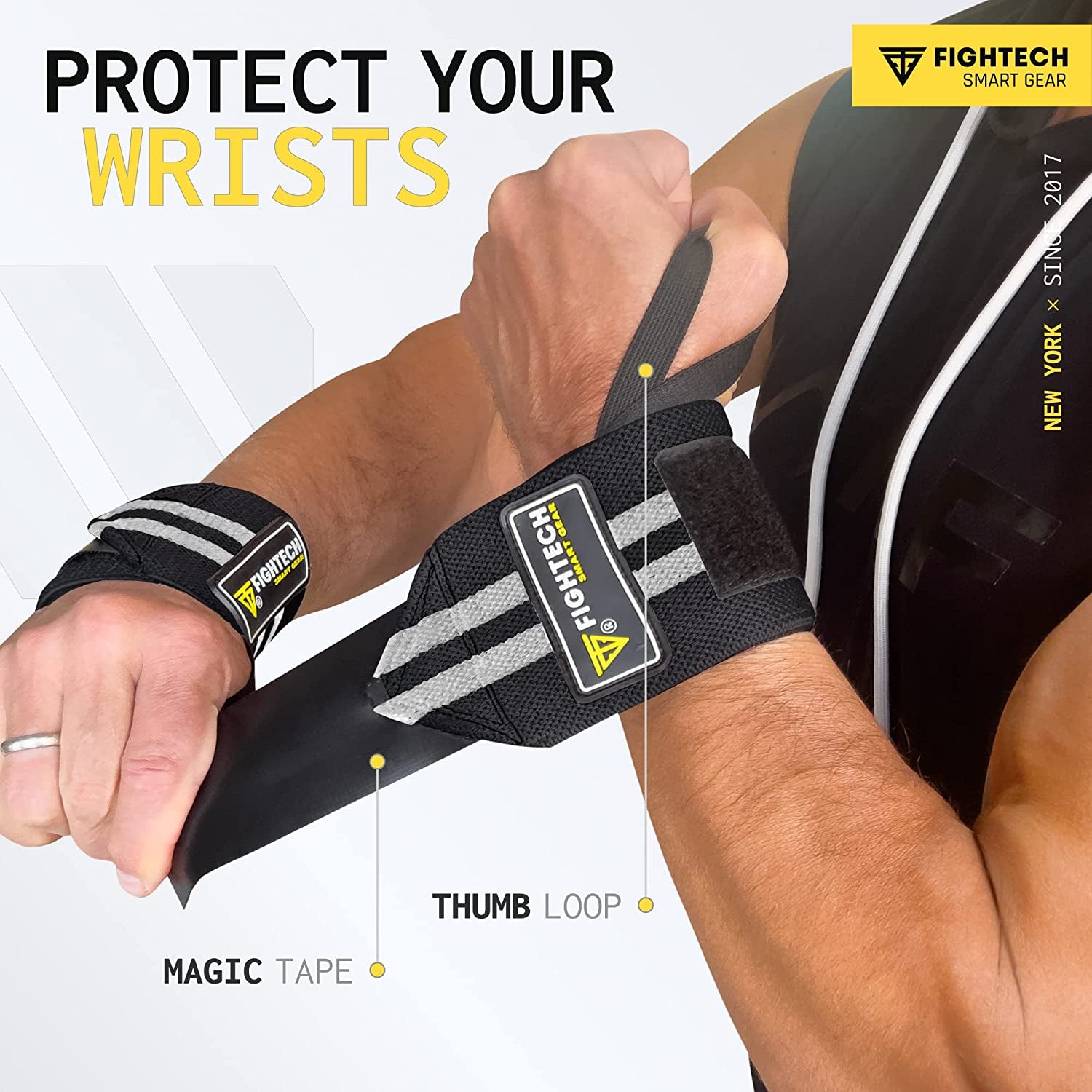 Upgraded 2022 PRO Series Wrist Wraps for Weight Lifting | 18 Inch Professional Grade Lifting Wrist Wraps for Crossfit and Powerlifting (Black, 18 Inch)