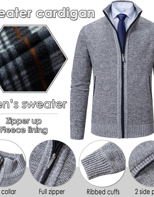 Load image into Gallery viewer, Men'S Casual Slim Full Zip Thick Knitted Cardigan Sweaters with Pockets
