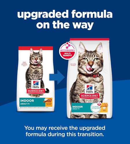 Dry Cat Food, Adult 7+ for Senior Cats, Indoor, Chicken Recipe, 15.5 Lb. Bag