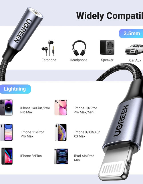 Load image into Gallery viewer, Headphone Adapter Lightning to 3.5Mm Adapter Apple Mfi Certified Aux Audio Jack Dongle Compatible with Iphone 14 Pro Max/14 Plus/13 12 Pro Max/Se/11 Pro Max/Xs, Grey
