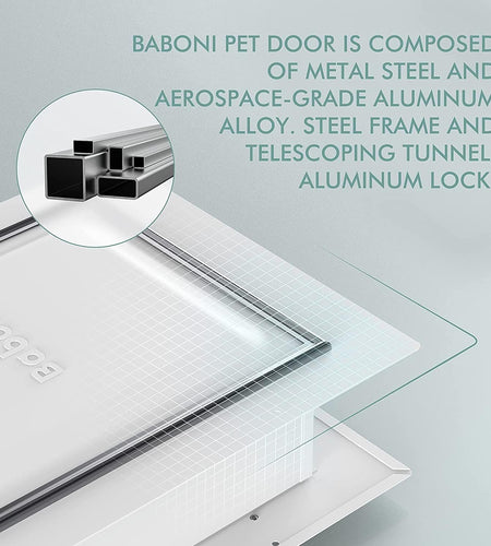 Pet Door for Wall, Steel Frame and Telescoping Tunnel, Aluminum Lock, Double Flap Dog Door and Cat Door, Strong and Durable (Pets up to 100 Lb) -Large