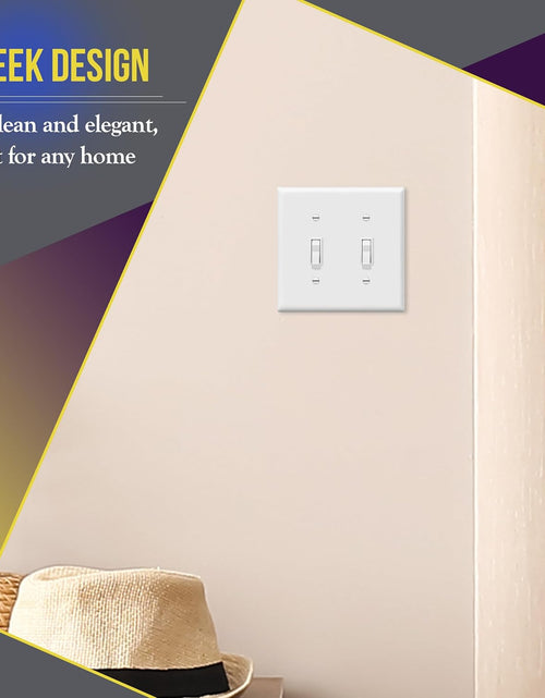 Load image into Gallery viewer, - FBA_8812-W-10PCS Toggle Light Switch Wall Plate, Size 2-Gang 4.50" X 4.57", Unbreakable Polycarbonate Thermoplastic, 8812-W-10PCS, White (10 Pack)
