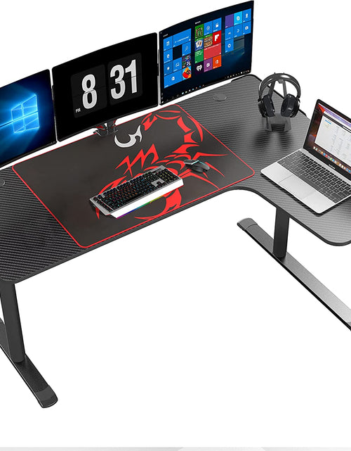 Load image into Gallery viewer, L Shaped Gaming Desk, 60 Inch L60 Home Office Corner PC Computer Gamer Table Large Writing Workstation Gifts W Mouse Pad Cable Management, Space Saving, Easy to Assemble, Right Black
