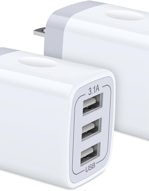 Load image into Gallery viewer, USB Wall Charger,  2Pack Wall Plug 3-Port USB Charging Station 3.1A Power Adapter Multi Port Quick Charger Block Cube for Iphone 15 14 13 12 11 Pro XS MAX 8 Plus,Ipad,Samsung Galaxy S23 S22 S21
