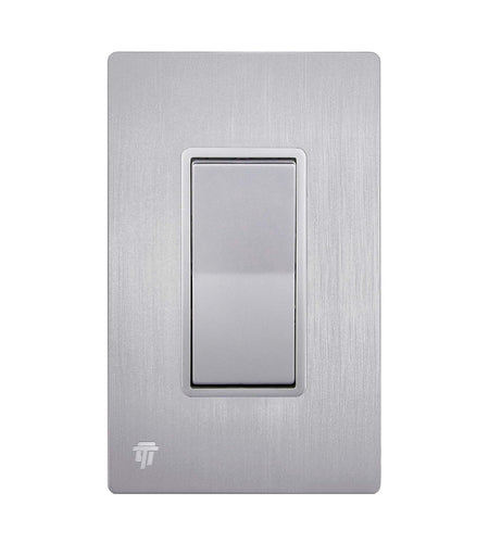 Elite Series Decorator Light Switch with Brushed Screwless Wall Plate, Single Pole, 3 Wire, Grounding Screw, Residential Grade, 15A 120V, UL Listed, 91150-SVWBP, Silver with Wall Plate