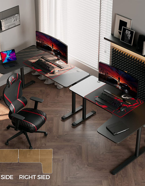 Load image into Gallery viewer, L Shaped Gaming Desk, 60 Inch L60 Home Office Corner PC Computer Gamer Table Large Writing Workstation Gifts W Mouse Pad Cable Management, Space Saving, Easy to Assemble, Right Black

